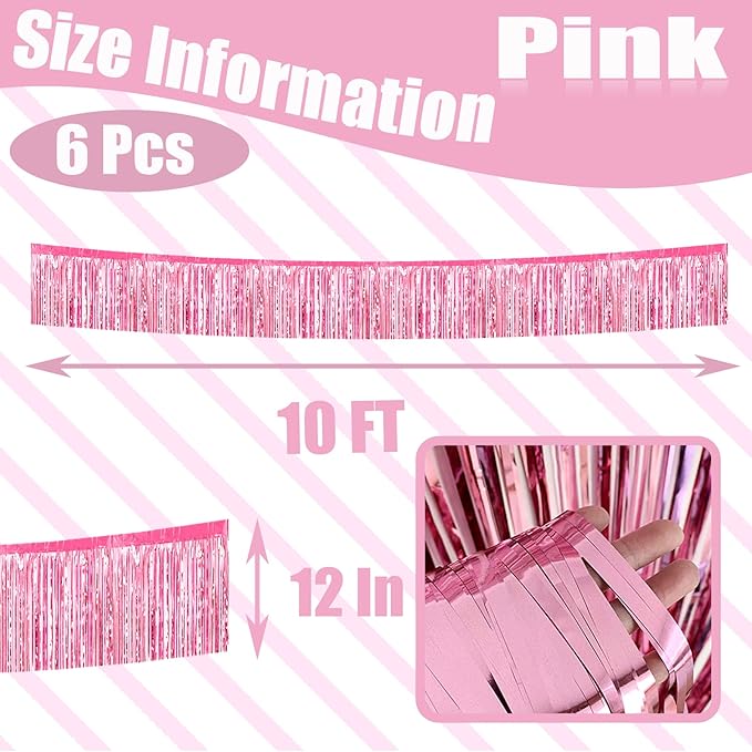6 Pack 10 Feet Foil Fringe Garland Metallic Tinsel Streamers Banner Wall - Image 2