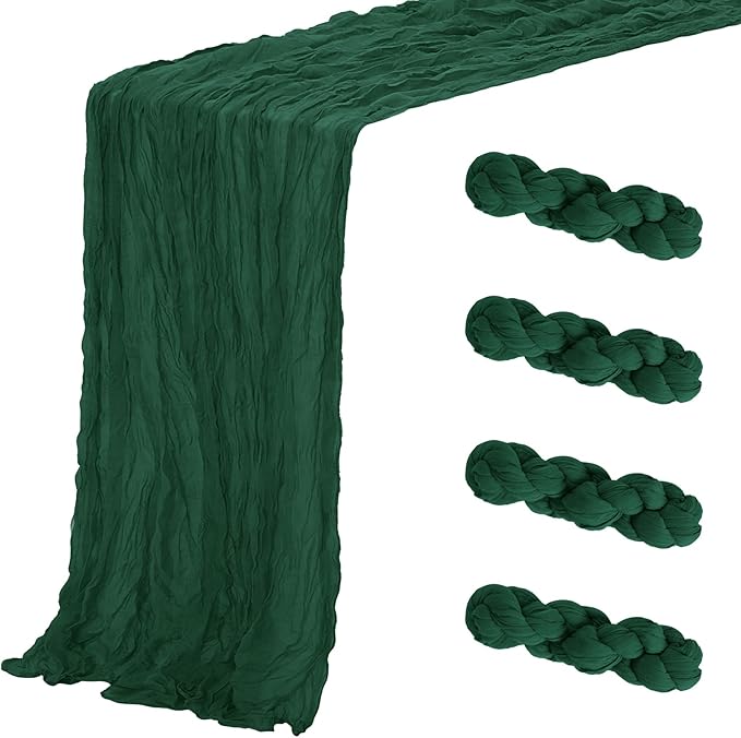 Aktor 4 Pack Emerald Green Table Runner Boho Cheesecloth Table Runner Semi by Unknown