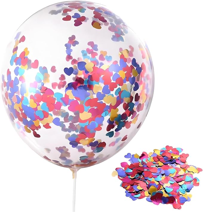 Rainbow Heart Metallic Foil Confetti 8000 Pcs Shiny Heart Table Confetti - Image 4