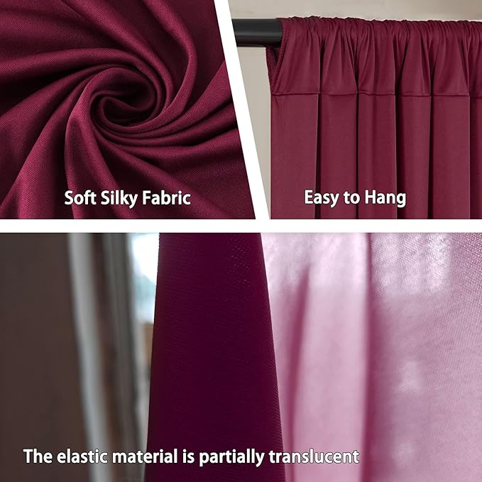 10 x 10 Feet Burgundy Backdrop Curtain - Image 3