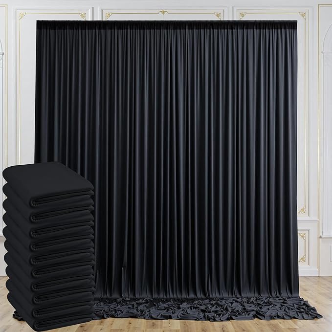50ftx10ft Wrinkle Free Black Backdrop Curtain by CO-AVE