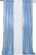 Poise3EHome 2ft x 8ft Baby Blue Sequin Backdrop Curtains 2 Panels Photography by Poise3EHome