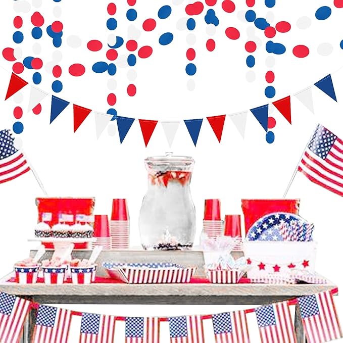Red White Blue Party Decorations - 52Ft Paper Streamers Birthday Garland - Image 5