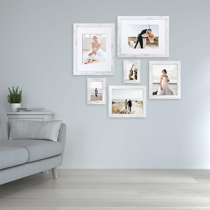 8x10 Picture Frame Set of 4, High Definition Glass Distressed White Frame - Image 2
