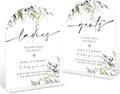 2 Pcs Greenery Wedding Bathroom Ladies & Gents Signs, 6 x 8 Inch White Arch by Qoqxjodd