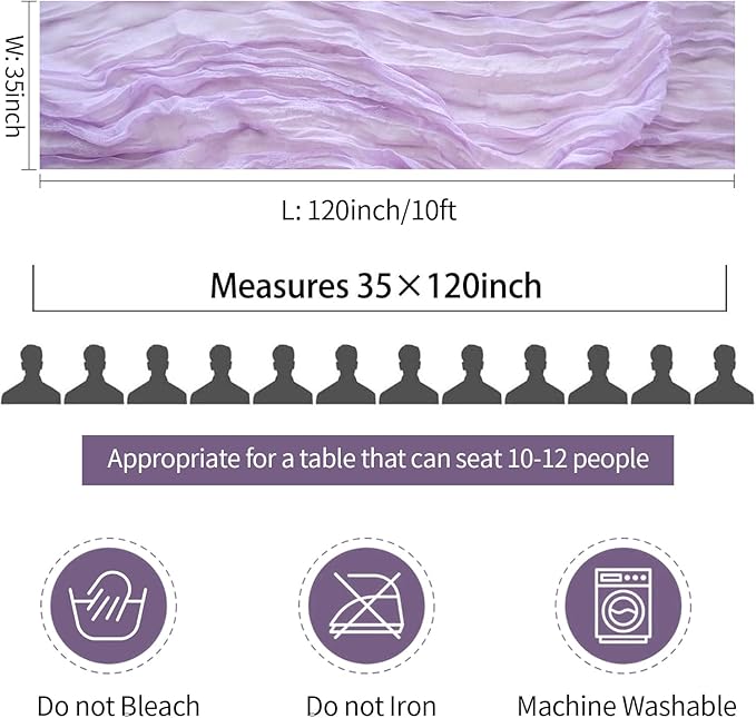 Lilac Purple Cheese Cloth Table Runner Boho Romantic 10ft Gauze Cheesecloth - Image 6