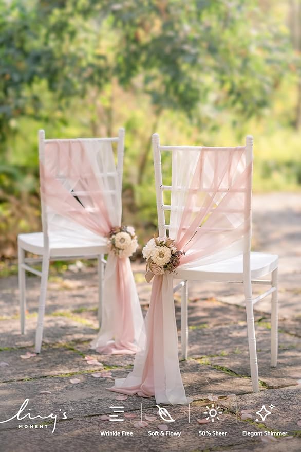 Ling's moment Wedding Chair Sashes Cover Aisle Decorations Draping Fabric - Image 2