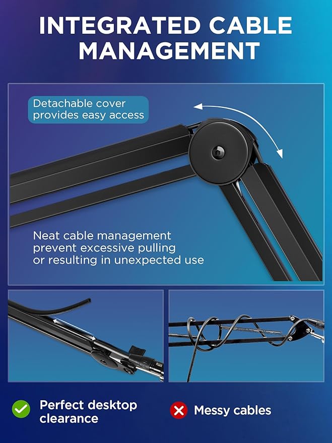 InnoGear Mic Boom Arm Microphone Stand Cable Management - Image 4