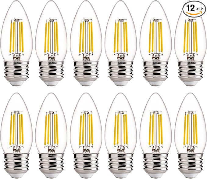 FLSNT 60W Equivalent LED Chandelier Light Bulbs, Dimmable LED B11 E26 by FLSNT