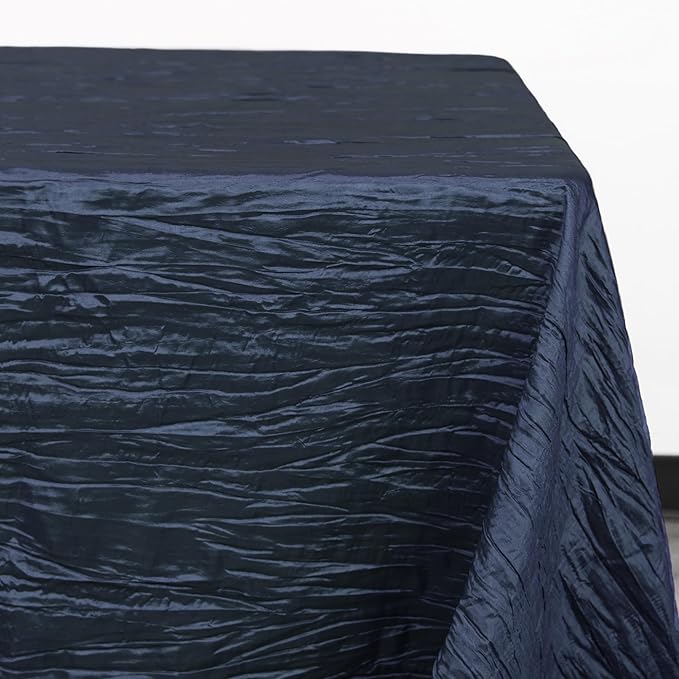 YOUR CHAIR COVERS - 6 ft - 90 x 132 Inch Navy Blue Rectangular Crinkle Taffeta - Image 3