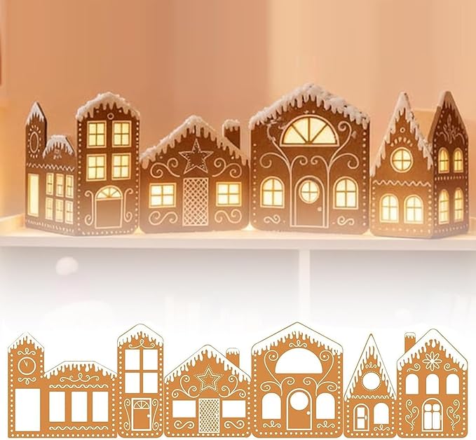 Christmas Gingerbread Village Light-Up Decor, House Cardboard Kit - Image 2