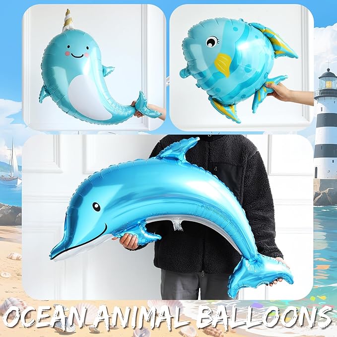 Nautical Balloon Arch Kit, Dolphin Foil Balloons - Image 4