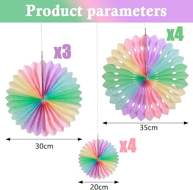 SUNBEAUTY Paper Fan, Pastel Flowers, Decor - Image 2