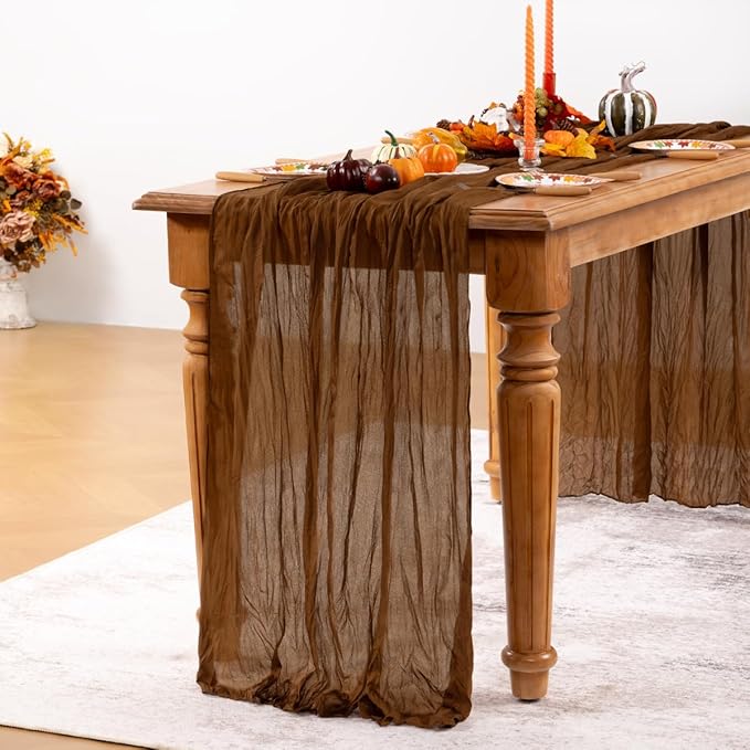 Brown Cheesecloth Table Runner Tan 10 Pack Fall Table Runners Boho Gauze 120 - Image 5