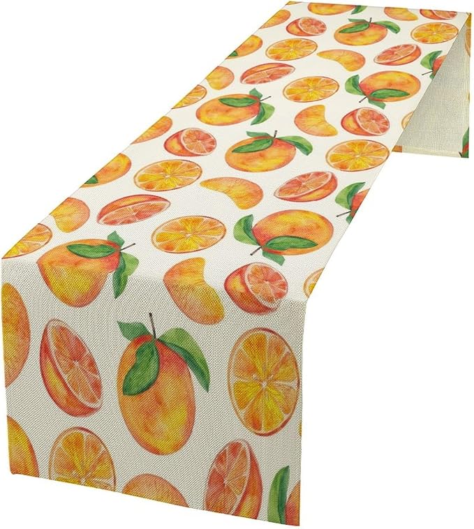 Watercolor Fruit Botanical Print Table Runner Spring Summer Orange Lemon Dinner by SHElifestyle