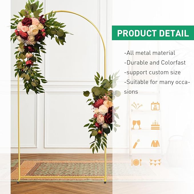 Metal Arch Backdrop Stand and Cover Set, 7.2FT Beige Reusable Spandex Fitted - Image 4