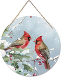 CGBHW Winter Christmas Cardinal Birds Wooden Sign, Winter Branches Berry by CGBHW