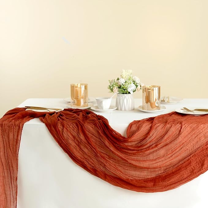Sioloc Terracotta Table Cloth Cheesecloth Table Runner 10ft Rustic - Image 5