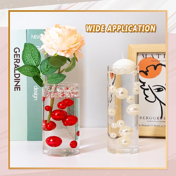 300Pcs Vase Filler Red No Hole Faux Pearl Beads - Image 4