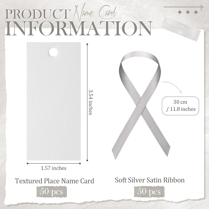 50 Pcs Name Place Cards for Table Setting Blank Wedding Place Cards - Image 2