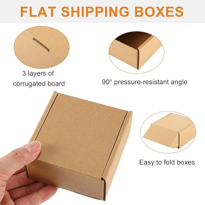 Qilery 200 Pcs Shipping Boxes Cardboard Gift Corrugated Cardboard Brown Boxes - Image 3