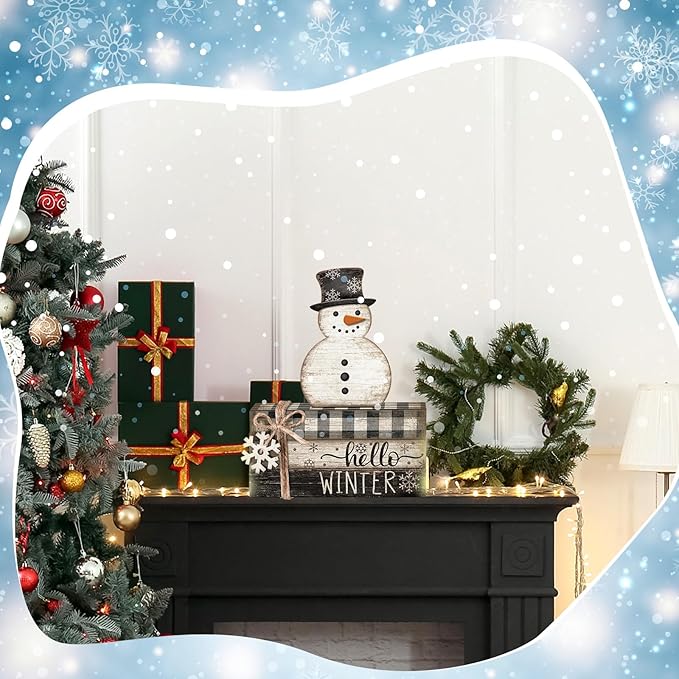 4 Pcs Snowman Christmas Decor Winter Table Decorations Christmas Tiered Tray - Image 8