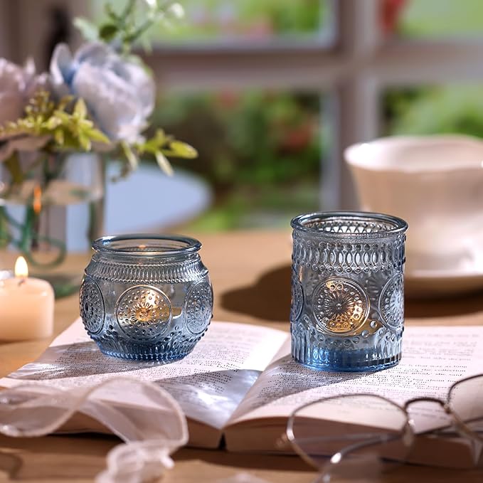 DARJEN 24 Pcs Blue Vintage Candle Holders - Image 4