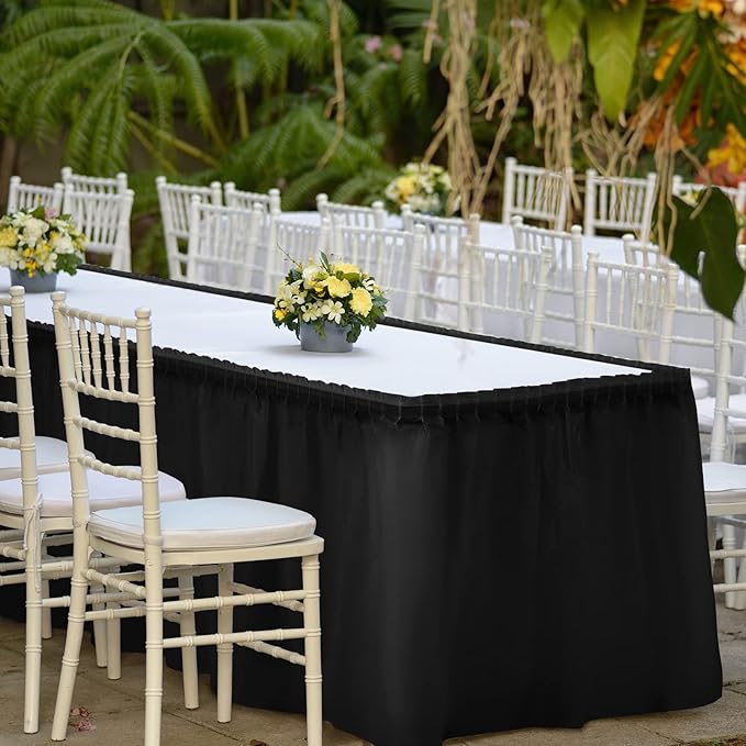 TURSTIN 2 Pieces Black Plastic Table Skirts 14 x 29 Feet - Image 5