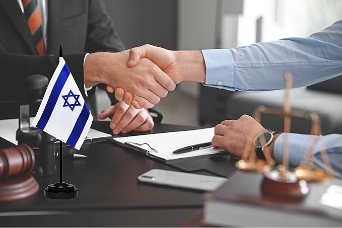Israel Israeli Deluxe Desk Flag Set Small Mini Miniature Israel Israeli Table - Image 5