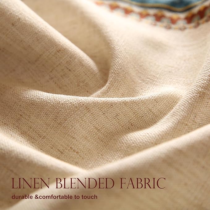 patdrea Designer Beige Farmhouse Geometric Patterned Linen Table Runner 71 Inch - Image 4
