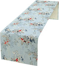 Kio Fish Table Runner Waves Retro Japanese Tradition Art Printed Burlap Runner by YSWOW