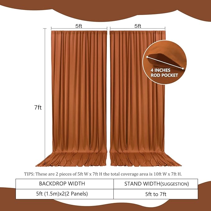 2 Panels Bronzer Backdrop Curtain, 10 x 7 Feet Background Curtains - Image 2