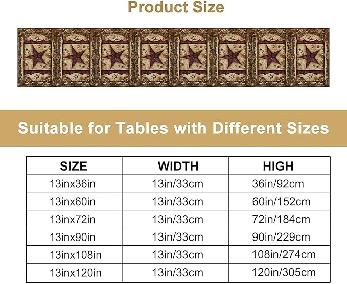 Wild West Table Runner, Rustic Farmhouse Texas Star Vintage Rodeo Cowboy Old - Image 2