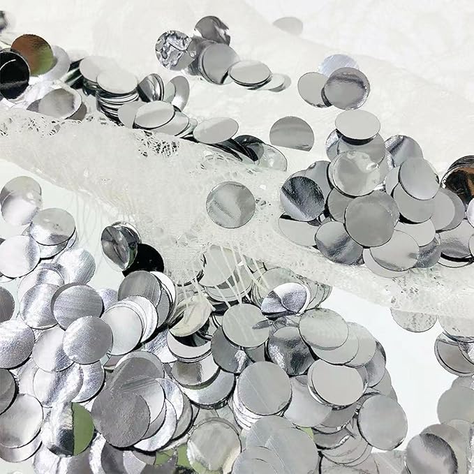 Silver Round Foil Confetti Beautiful Metallic Table Confetti Glitter - Image 6
