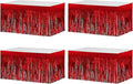 4 Pack Metallic Foil Fringe Tinsel Table Skirts, 29x108 Inch Party Disposable by Aimto