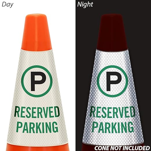 SmartSign “Reserved Parking” Bright Reflective Cone Message Sleeve - Image 3