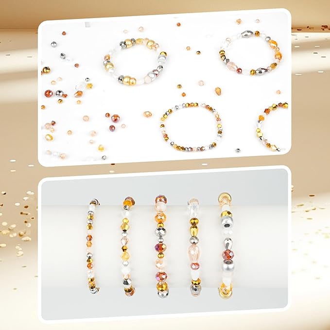 Glass Beads for Jewelry Making -800PCS Brown Crystal Beads for Bracelet Making - Image 4