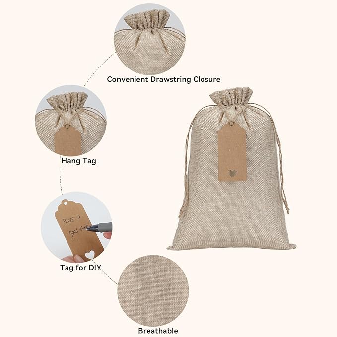 Burlap Bags with Drawstring - Image 3