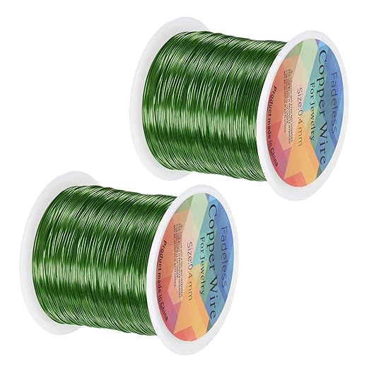 2-Rolls 0.4mm Jewelry Wire, 26 Gauge 328FT Craft Wire Copper Beading Wire by MMETERXITY