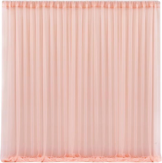 10x10 Peach Tulle Backdrop Curtains by WishCare