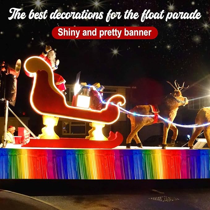 6 Pack 10 Ft Dark Rainbow Foil Fringe Garland Metallic Streamers Tinsel Banner - Image 6