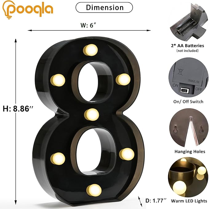Pooqla Decorative Led Light Up Number Letters - Image 4