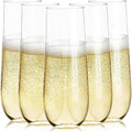 Prestee 24 Plastic Champagne Flutes - 9oz Heavy Duty Stemless Champagne Glasses by Prestee