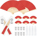 50Set Wedding Hand Fans Party Favors Red Paper Folding Handheld Fans Bulk by wxfdac