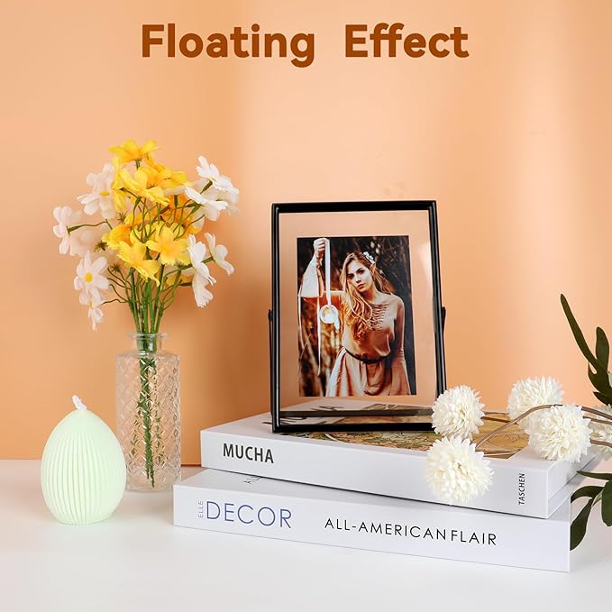 Black Floating Frame, For Picture 4x6, Tabletop Shelf Photo Frame, Classy Gift - Image 3