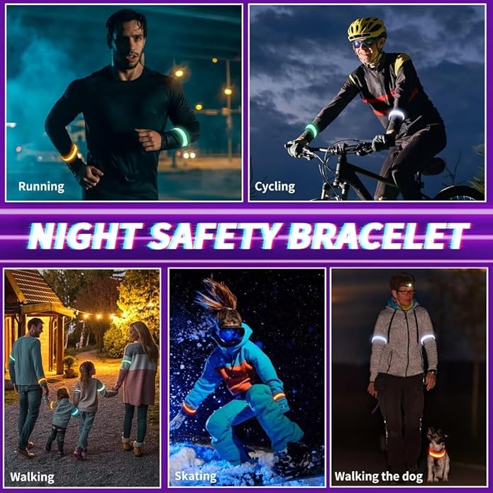 Dilabnba XL Glow Bracelets 6PCS, Reflective LED Bracelets - Image 3