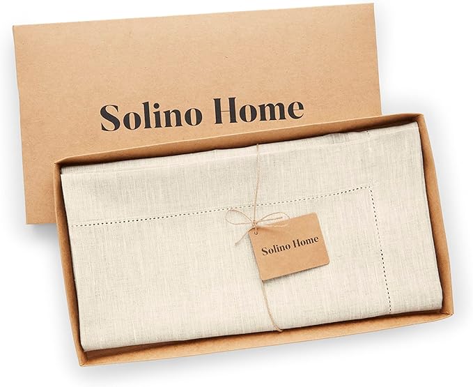 Solino Home Light Natural Linen Tablecloth 52 x 52 Inch - Image 7