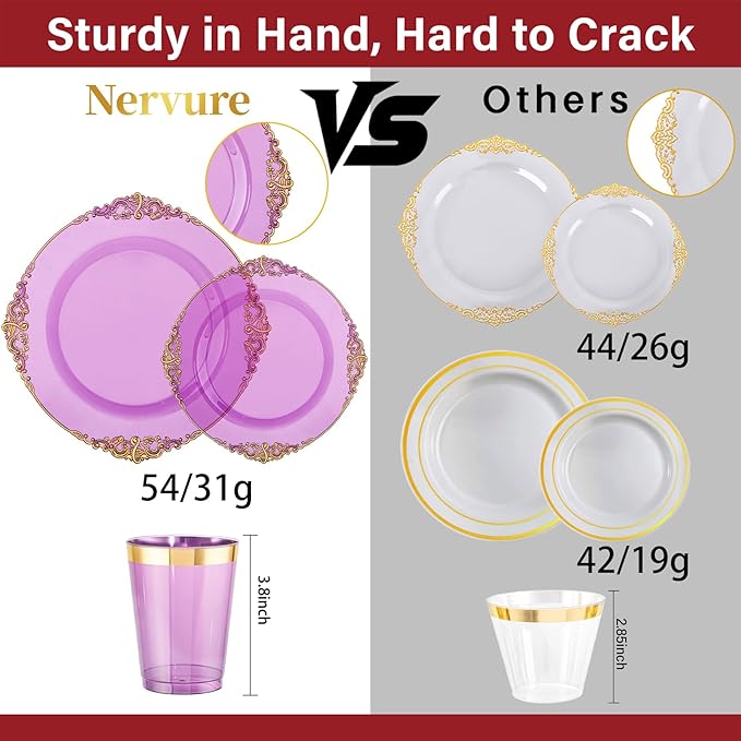 Nervure 350PCS Purple Plastic Plates - Image 8