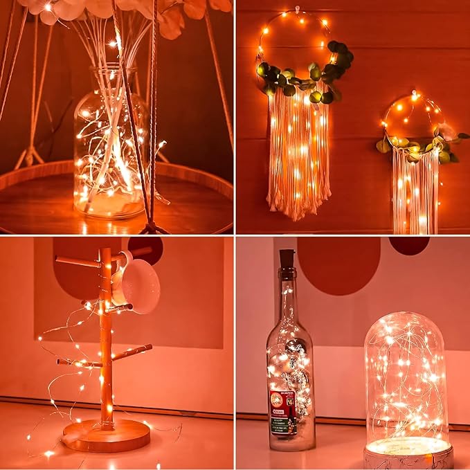 HXWEIYE 12 Pack 7ft 20LED Orange Fairy Lights Battery Operated - Image 6