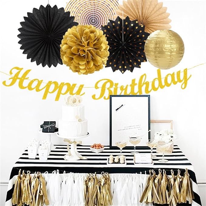 Black Gold Women-Men Birthday Party-decorations - Image 4